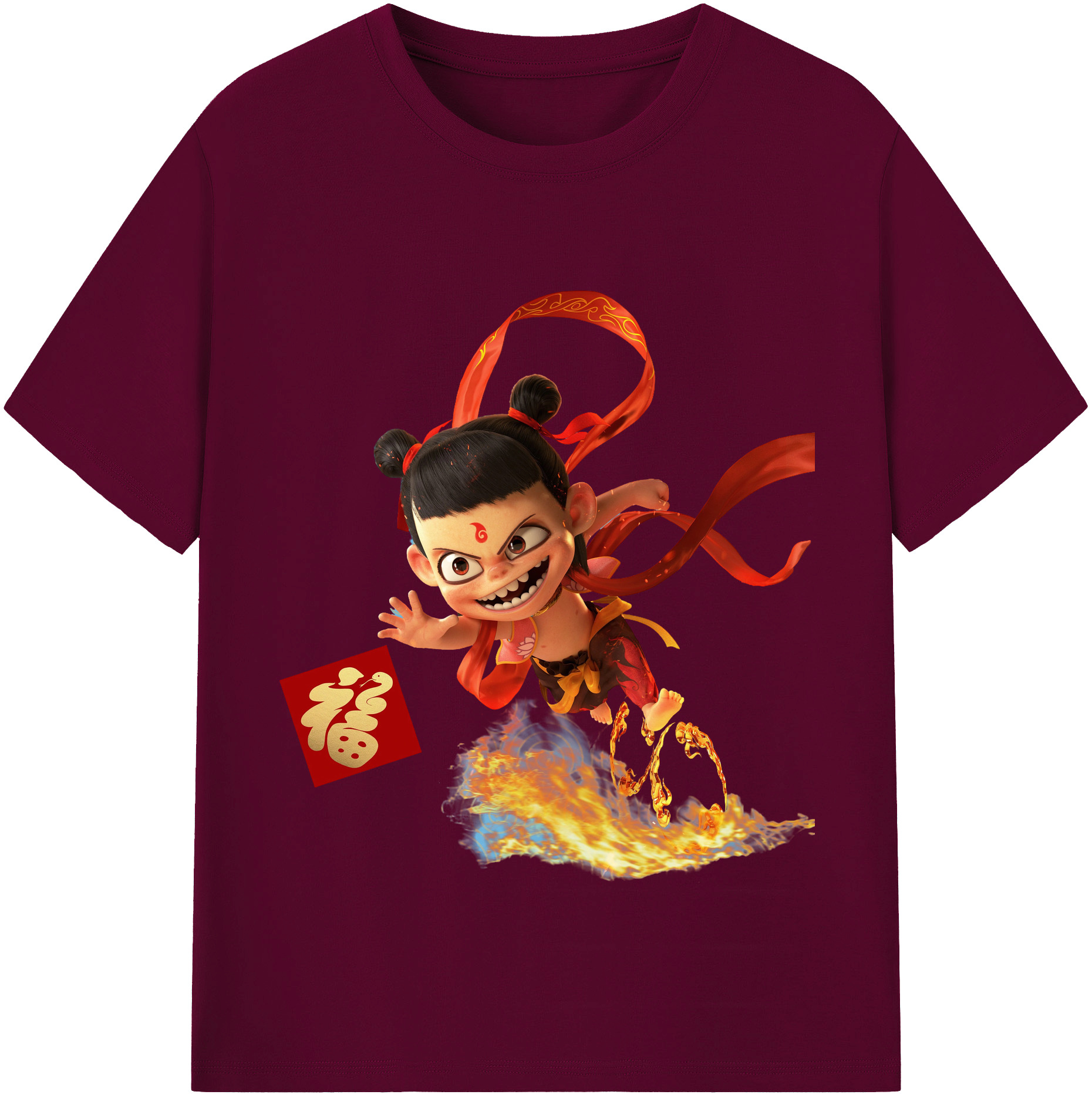 （画像用） Ne Zha 2 ナタ 魔童の大暴れ レディースカジュアルプリントTシャツ（綿100％）